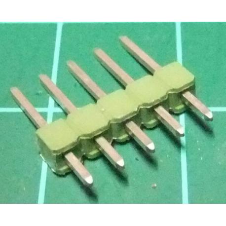 5 Pin SIL Header, Male, 2.54mm Pitch, Green