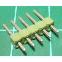 HDR 5 Pin SIL Header, Male, 2.54mm Pitch, Green
