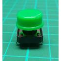 PCB Tactile Switch Momentary, SPST, 12x12x7.3mm, Green