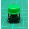 PCB Tactile Switch Momentary, SPST, 12x12x7.3mm, Green