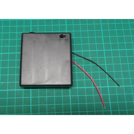 Battery holder 4xR6 / AA / UM3 with lid and switch