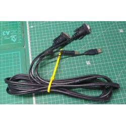 USED KVM Cable, VGA + USB, 3m