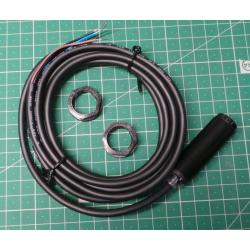 Pre-cable Photoelectric diffuse sensor, M18, NPN, 100mm, RS P/N 407-338