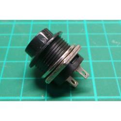 Switch, Pushbutton, push to make, OFF-(ON), 250V, 3A, for 16mm hole, black
