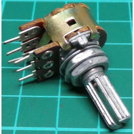 Potentiometer, 2 x 50K, Lin, THT, 6x13.5mm Shaft