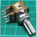 Potentiometer, 2 x 50K, Lin, THT, 6x13.5mm Shaft