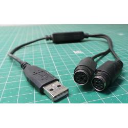 USB to 2xPS/2 Socket, 0.4m
