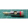 All Metal Banana with screw clamp, Gold Plated, red stripe