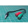 Adaptor, 3.5mm 4pin Jack to 2 x 3.5mm (stereo + mono) socket