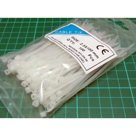 Cable Tie, 2.5x100mm, White