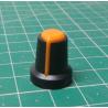 Knob, for 6mm knurled shaft, 15x17mm, Style 14, black-orange