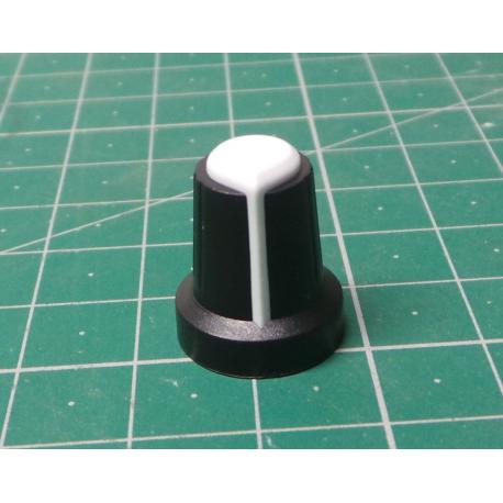 Instrument knob 15x17mm, shaft 6mm black-white