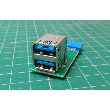 1Pc Motherboard 20Pin Header To 2 Ports USB 3.0 Type A Female Port HUB Adapt FG