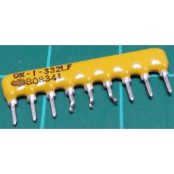 3K3 Resistor Array, 9 Pins, * Resistors Bussed