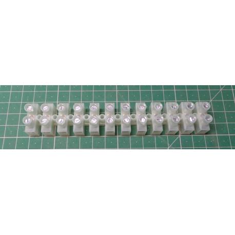 Terminal block, 12way, for 6mm2 wire, 12mm PITCH, 41AMP, NYLON