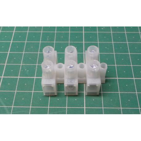 Terminal Block, 3way for 6mm2 wire, 12mm PITCH, 41AMP, NYLON