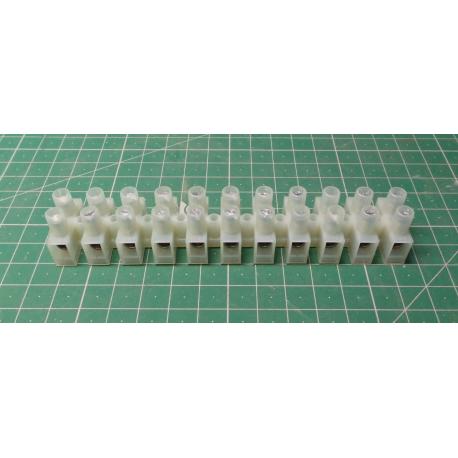 Terminal Block, 11way, for 6mm2 wire, 12mm PITCH, 41AMP, NYLON
