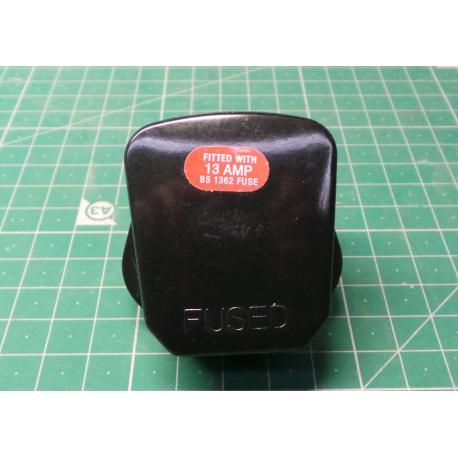 UK plug, Black, 13A, RS PRO