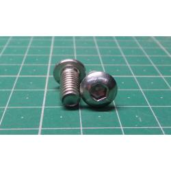 Screw, M6x12, Button Head, Hex, Stainless Steel