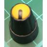 Knob, for 6mm knurled shaft, Yellow, Style 1