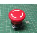 Teknic, Mushroom Head Push Button, Plastic 40mm, Turn to release, Red, P2AML4, 103-000-187