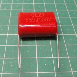 Capacitor, 6.8uF, 100V, polyester, Pitch: 25mm, ± 10%