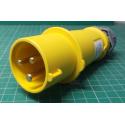 MENNEKES, AM-TOP, IP44, Yellow, Cable Mount 3 Pin Plug, 16A, 110V, RS P/N 464-6177