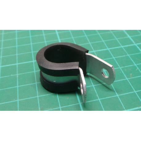 211-15080 - Fastener, Cushioned P Clip, 9.5 mm, Screw Mount Cable Clamp, Aluminium, CR (Chloroprene), Black
