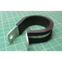 P Clip, Screw Mount Cable Clamp, Rubber Coated A4 Stainless Steel, 25mm