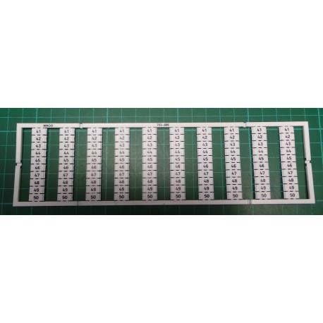 WMB marking card, as card, MARKED, 41 ... 50 (10x), not stretchable, Vertical marking, snap-on type, white