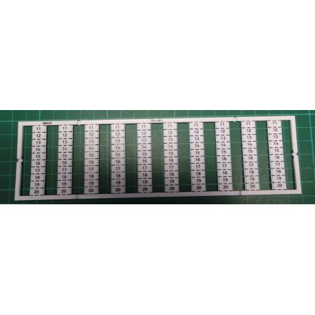 WMB marking card, as card, MARKED, 11 ... 20 (10x), not stretchable, Vertical marking, snap-on type, white