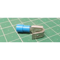 Spade piggy back connector, 6.3mm, Blue