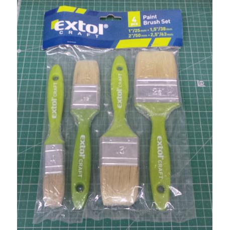 Flat brushes, set of 4, (25-38-50-63mm), EXTOL CRAFT, 91510