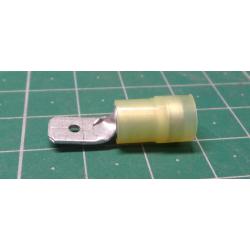 Spade connector, male, 6.3mm, yellow