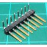 HDR 8 Pin SIL Header, Male, 2.54mm Pitch, Right Angled