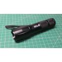 LED Torch 5W with beam focusing, Battery Li-Ion 18650 or 3xAAA (adaptor included)