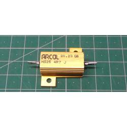 Resistor, 4R7, 25W, 5%, wirewound, with cooler, screw fixings