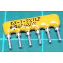 220R Resistor Array, 6 Pins, Resistors Bussed