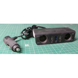 USED, Car Power 1 to 2 port Expander, With USB Charging Ports