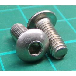 Screw, M4x10, Button Head, Hex, Stainless Steel