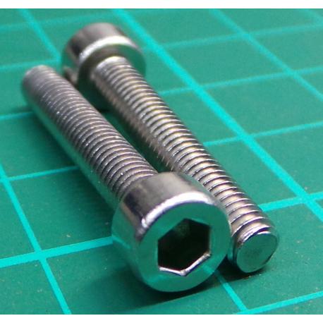 Screw, M4x25, Cheese Head, Hex, Stainless Steel