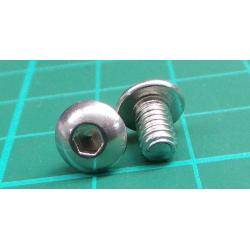 Screw, M4x6, Button Head, Hex, Stainless steel