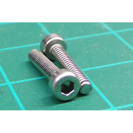 Screw, M2x10, Cheese head, Hex, Stainless steel
