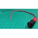 10mm LED, Red, With bezel and wire, 14mm hole