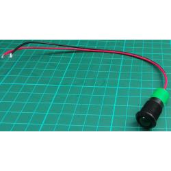 10mm, LED, Green, With bezel and wire, For 14mm hole