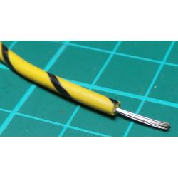 20AWG, 0.75mm2, Stranded, PVC, 105deg, Yellow/Black