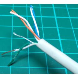 3 Pair, Unscreened, 22AWG, 0.5mm2, Solid PVC, 75deg, White, Old Stock