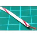 22AWG, 0.5mm2, Stranded, PVC, 105deg, White (Red Tracer)