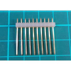 Wire Wrap Header, 10 Pin, SIL, 2.54mm Pitch