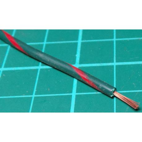 22AWG, 0.5mm2, Stranded, PVC, 105deg, D.Green (Red Tracer)